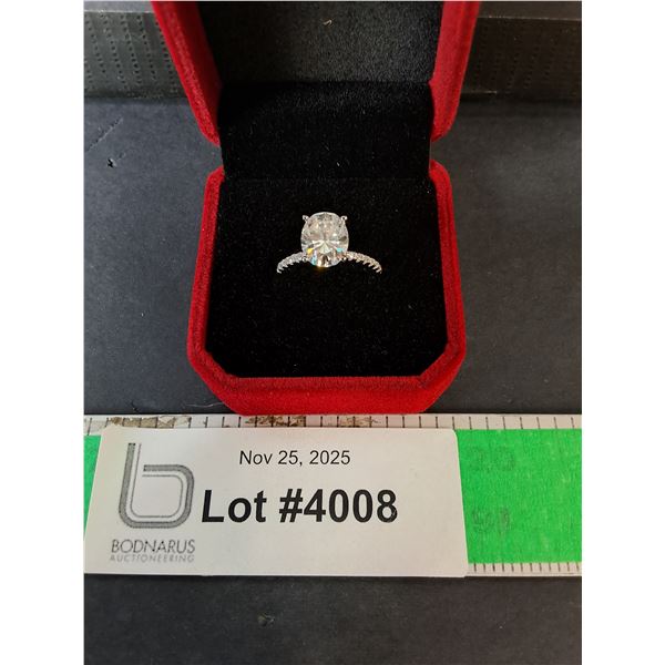 ^ 2.5 CT GRA Certified Oval Brilliant Cut Moissanite Ring with 14 Round Zirconia Stones, 925 ring- 6