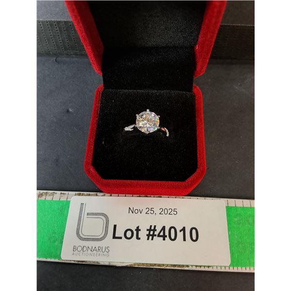 ^ 3 CT GRA Certified Round Brilliant Cut Moissanite Ring in 6 Claw Head Set, 925 Silver Ring-7
