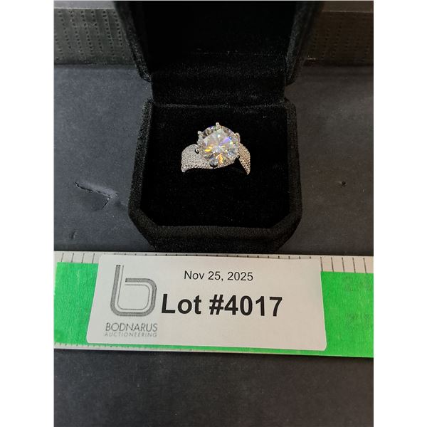 ^ 5 CT GRA Certified Round Brilliant Cut Moissanite Ring with 140 Round Zirconia Stones, 925 Ring- 7