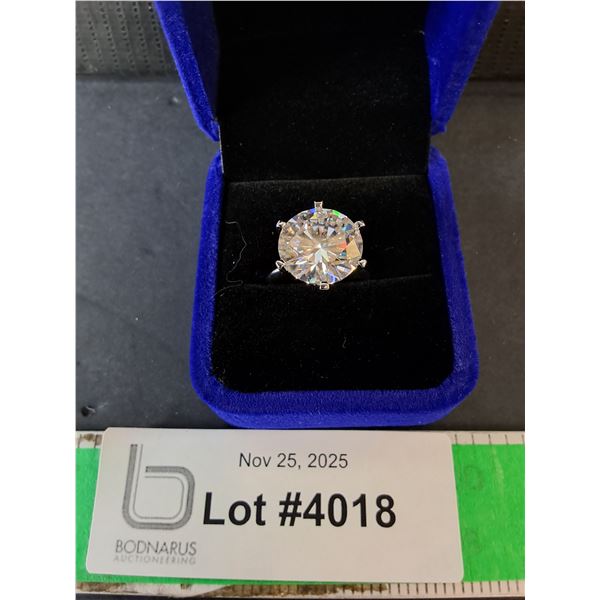 ^ 10 CT GRA Certified Round Brilliant Cut Moissanite Ring in 925 Silver Ring- 7