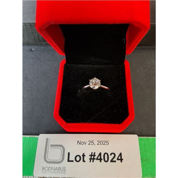 ^ 1 CT GRA Certified Round Brilliant Cut Moissanite Ring in 925 Silver- 7