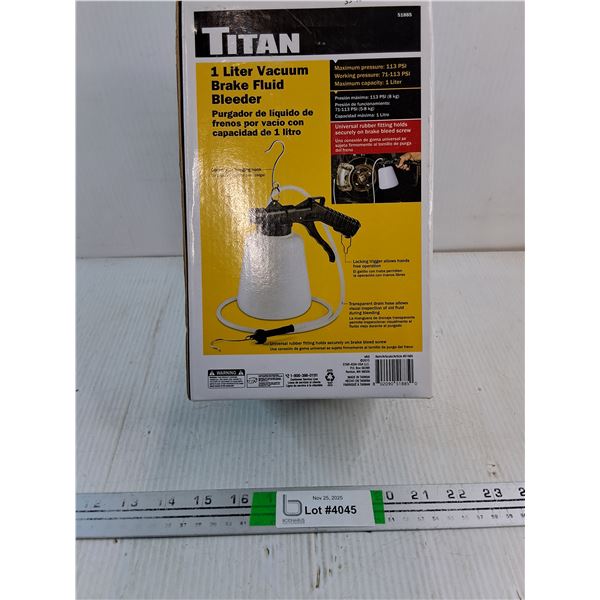NOS Titan 1 Liter Vacuum Brake Fluid Bleeder