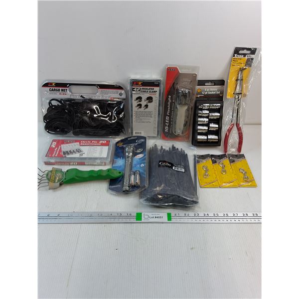 NOS Cargo Net,Insulated Cable Clamps,Metric Socket Set,Cable Ties and more in pictures