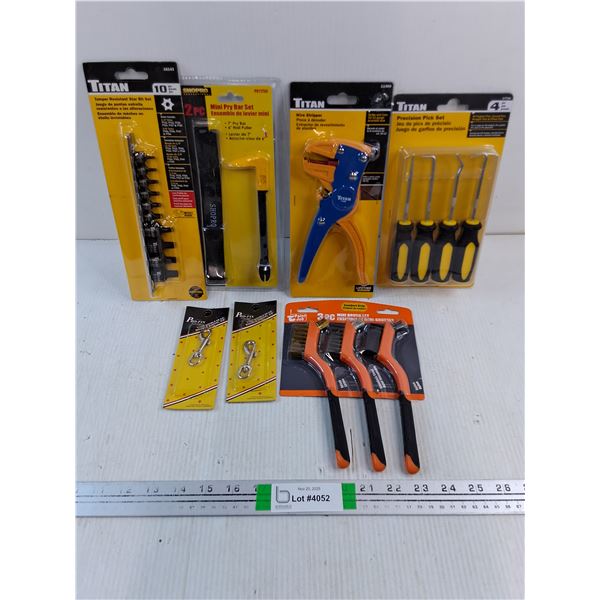 NOS Precision Pick Set,Wire Stripper,Mini Pry Bar Set and more as pictured