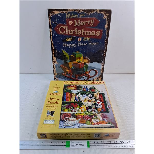 Metal Christmas Sign-12"x16" and 1000 Piece Puzzle