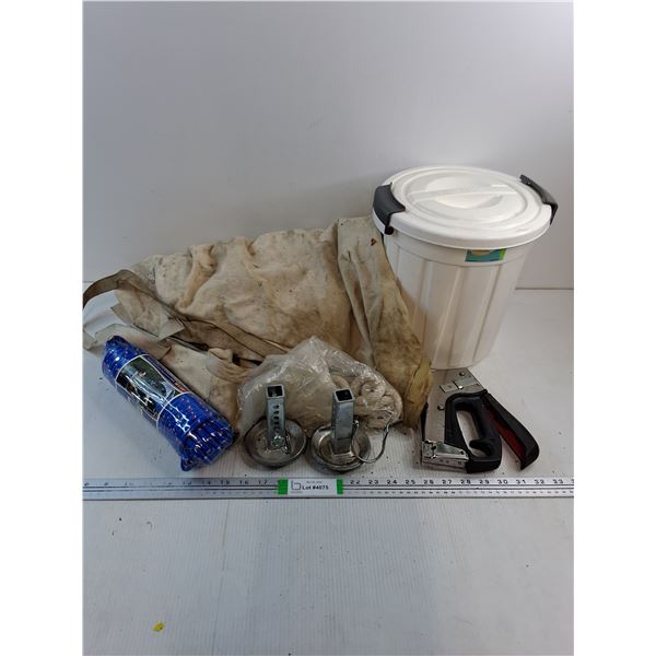 Plastic Garbage Can,Leaf Blower Bag,Poly Rope,Staple Gun,(2) Snow Plow Skid Shoes