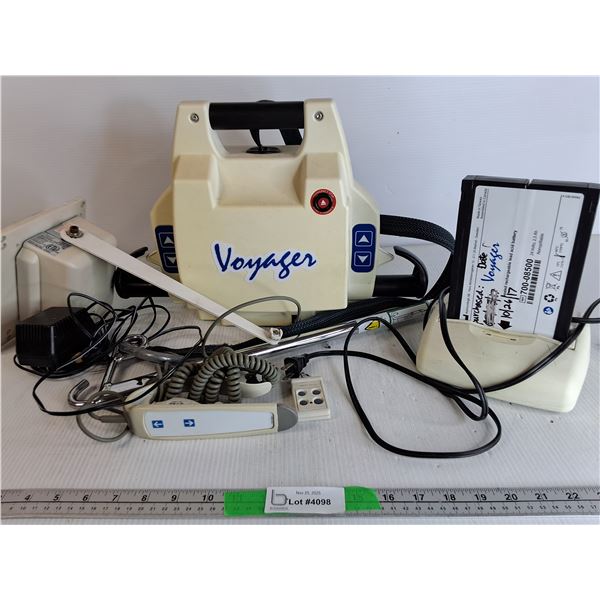 Voyager Portable Ceiling Lift - Various Parts, Battery Charger Powers On, As Is - Cannot Ship