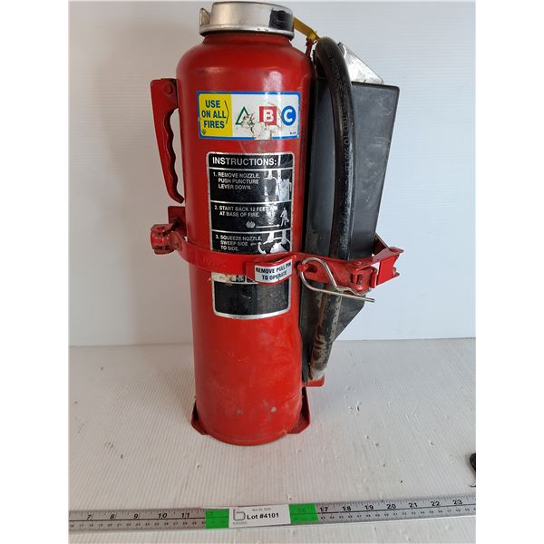 Fire Extinguisher & Mount Approx 21"H x12"W - Untested - Heavy Cannot Ship