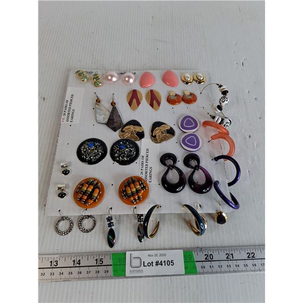 Assorted Pairs of Pierced Earrings (20 Pairs) - As Is