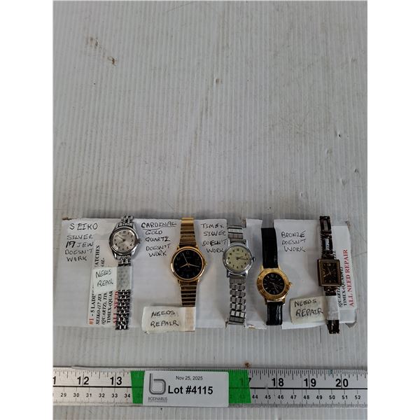 Various Ladies Wrist Watches- Need Repairs, As Is