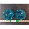 Image 1 : (2) Ruffled Blue Glass Bowls 6" Diameter