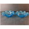 Image 2 : (2) Ruffled Blue Glass Bowls 6" Diameter