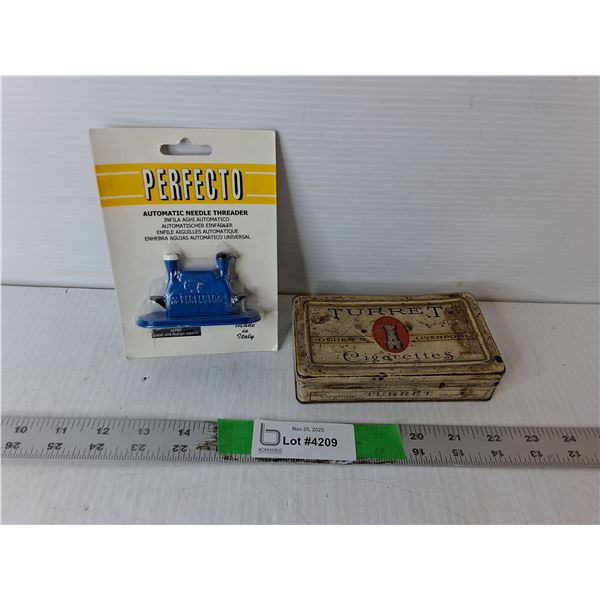 Automatic Needle Threader- Sealed & Vintage Turret Cigarette Tin