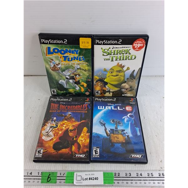 Sony Playstation 2 Games - Wall E, Looney Tunes, Shrek the Third