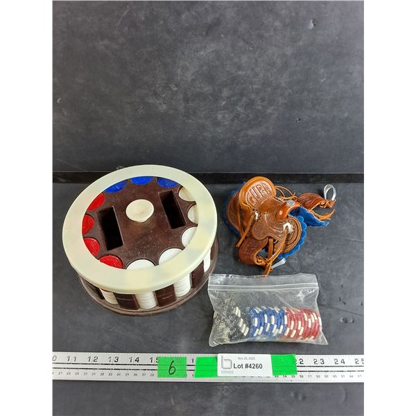 Poker Chip Tray, Poker Chips, Miniature Horse Saddle