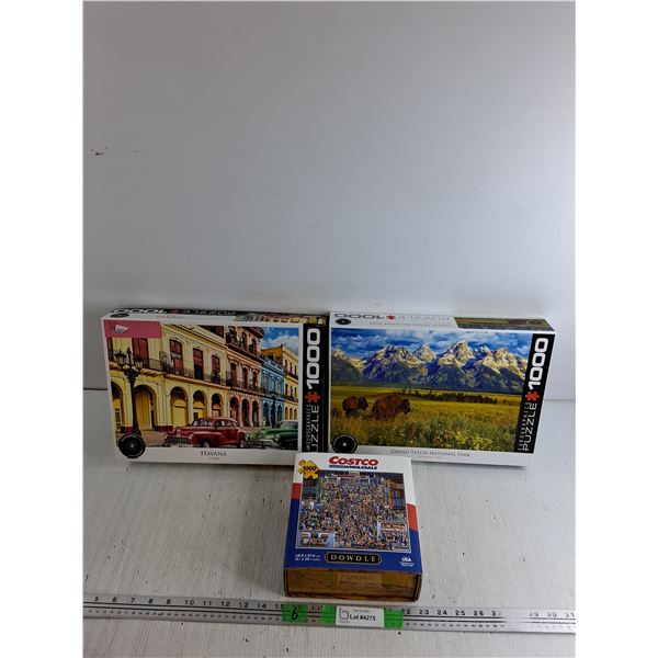 (3) 1000 pc Jigsaw Puzzles - ( 2 - Eurographics,  1 - Dowdle ) - Complete