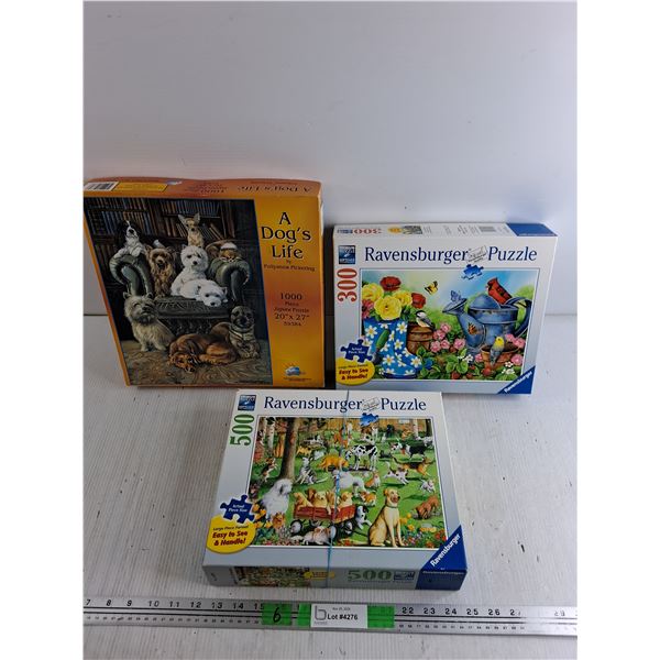 1000, 500 & 300 pc Jigsaw Puzzles (2-Ravensburger, 1-SunsOut) - Complete