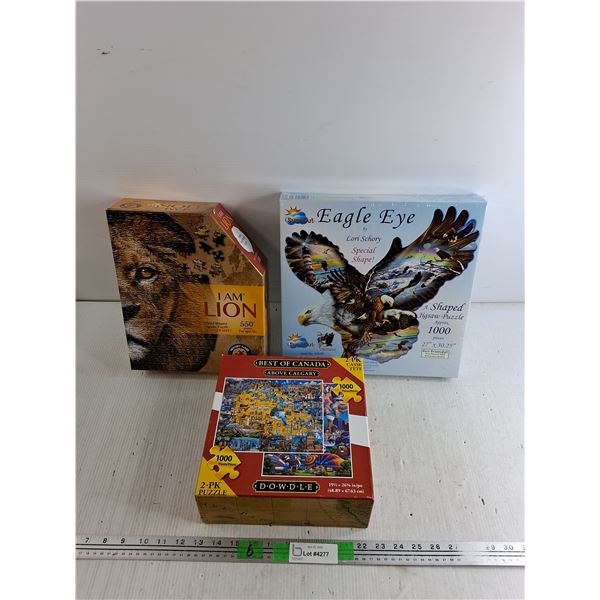 (2)1000 & (1) 550 Pcs Puzzles- (Eagle Eye is NIB sealed),(Dowdle - only Hot Air Balloon puzzle)