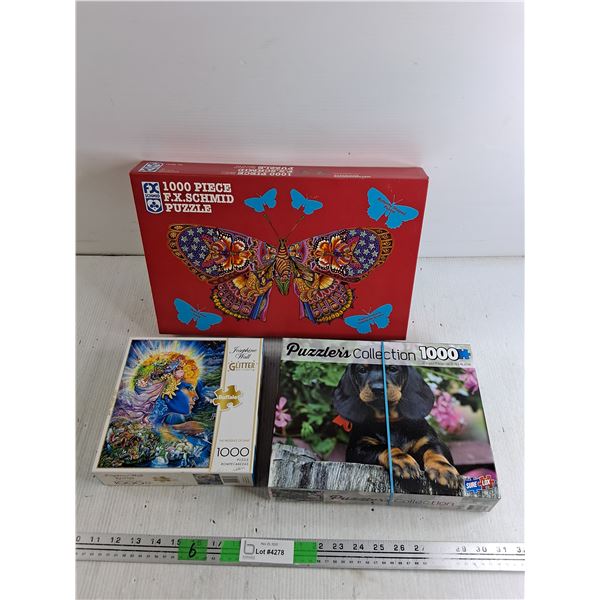 (3) 1000 pc Jigsaw Puzzles- Buffalo, Sure-Lox, FX-Schmid