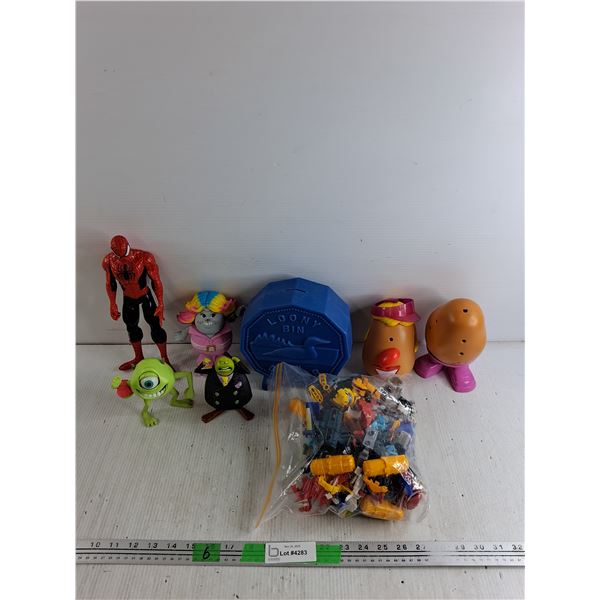 Spider-Man Figure, Coin Bank, Misc Toys