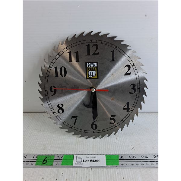 Power Fist Circular Saw Blade Wall Clock - As Is