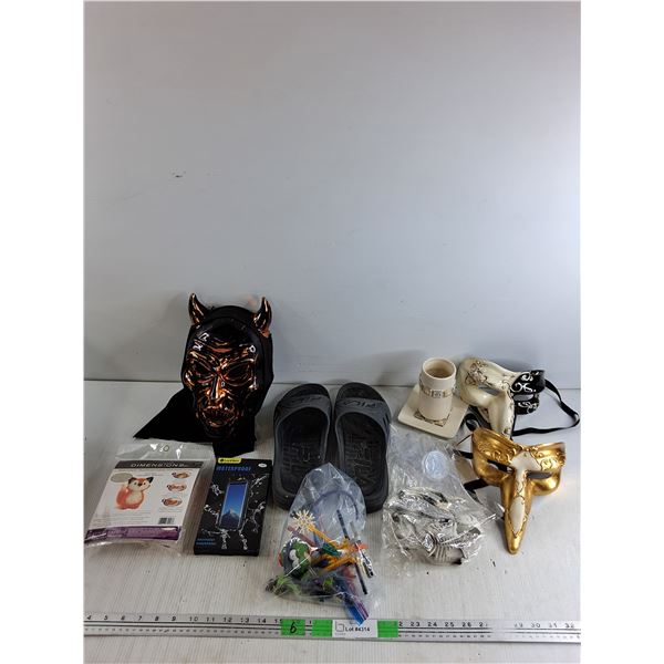 Halloween Masks, Mens FILA Size 13 Sandals, Phone Case, Felting Kit, Cup/Soap Set,  Misc