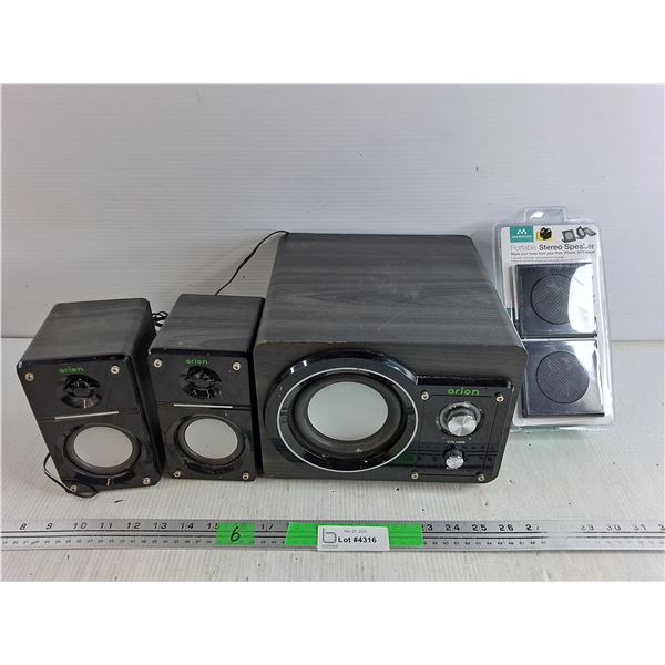 Arion Subwoofer & Speakers, Merkury Portable Stereo Speaker