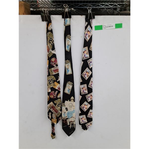 (3) Ties - Football, Norman Rockwell, Elvis