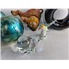 Image 4 : Ceramic Orbs, Candle Holder, Nesting Dogs, Glass Pig, West Germany Hummingbird, Xmas Paper