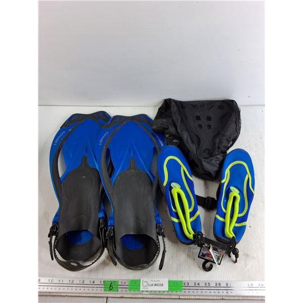 Body Glove Adult Swim Fins / Bag, Fits Size 10-13,   Kaudi Ladies Water Shoes - Size 10- New