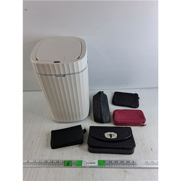 Electric Trash Bin, 15" x 9" x 9", Various Wallets (Fossil, Mundy, Coach, etc), Handbag