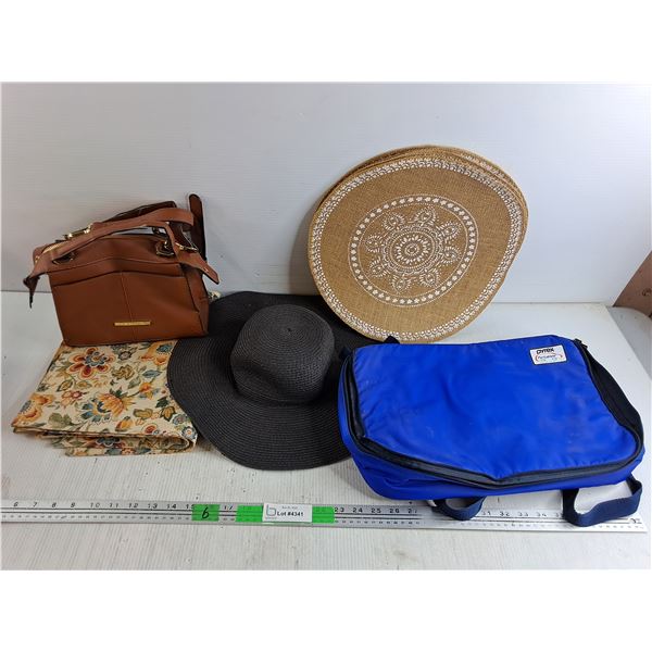Steve Madden Ladies Purse, Ladies Sun Hat, Pyrex Portables Insulated Bag, Placemats, Misc
