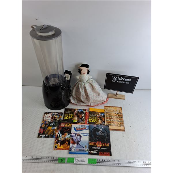 BrewTender Light Up Beverage Dispenser, Double Flip Doll, Various Instruction Booklets, Welcome Sign