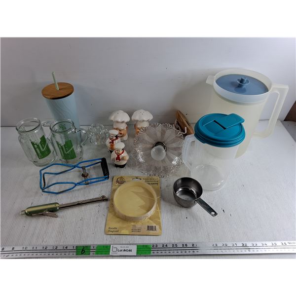 Jar Grabber, S&P Shakers, Tupperware Jug, Wall Lamp - Powers On, Metal Cup, Lighter,  Misc