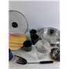 Image 3 : 10" Cooking Pan with Lid, Plastic Plates, Spatula, Camping Mugs, Storage Jar, Steamer, Splatter Lid