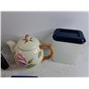 Image 5 : Ceramic Tea Pot, Salad Hands, Coffee Pot, Steamer, Tupperware Spoon Rest,  Misc