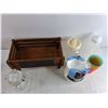 Image 5 : Wooden Crate 15" x 8" x 7" , Basket Coffee Filters, Plastic Cups, Storage Jar, Plastic Jugs