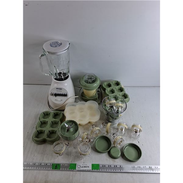 Osterizer 12 Speed Blender  &  Baby Bullet Blender Set & Molds- Both Power On- Working