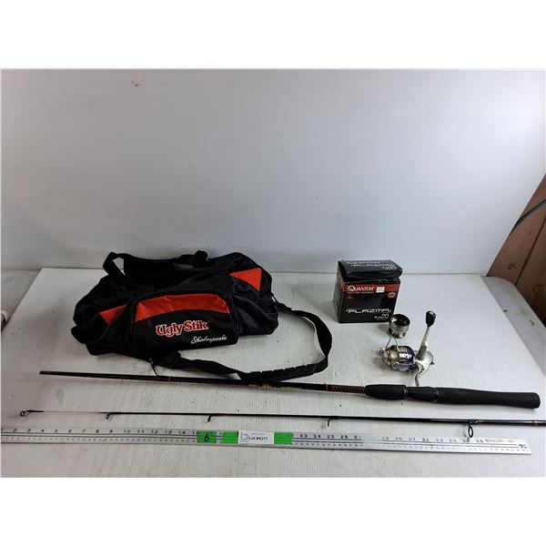 Ugly Stik Shakespeare Fishing Rod with Quantum Plazma PLM20 Fishing Reel (Installed), Equipment Bag