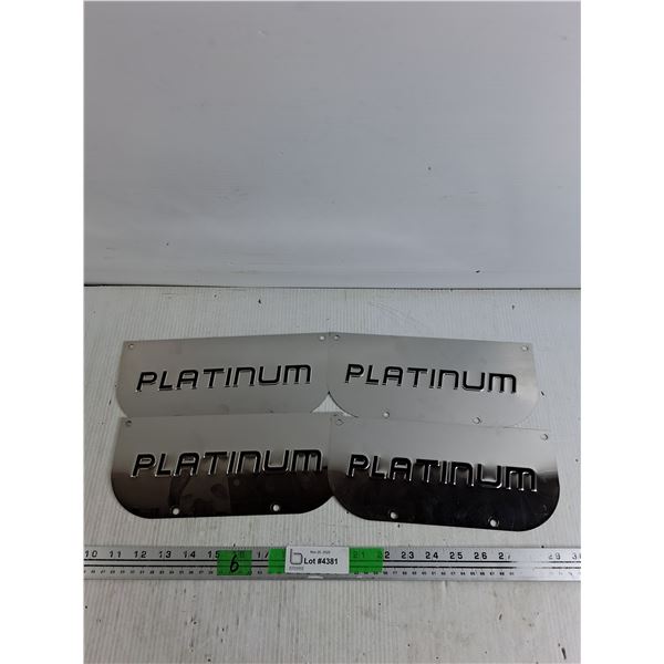 (4)  Platinum Mud Flap Covers 10" x 4 3/4"