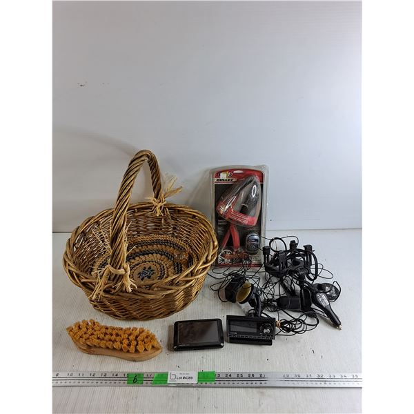 Wicker Basket 15" x 13" x 15", Sirius & Garmin Navigators - As Is, Bullet Polisher, Shoe Brush