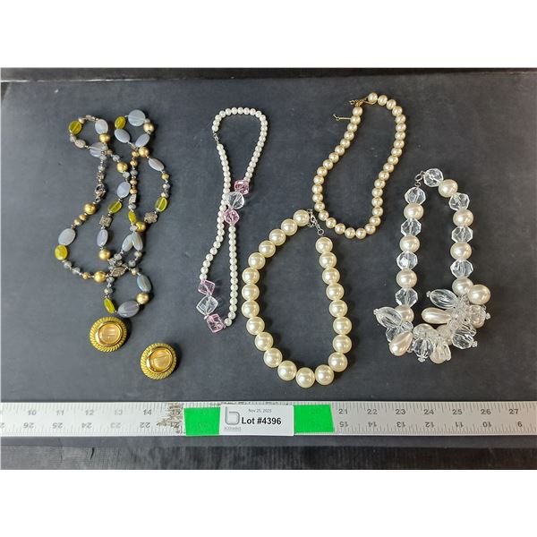 (5) Necklaces & Pair of Clip On Earrings