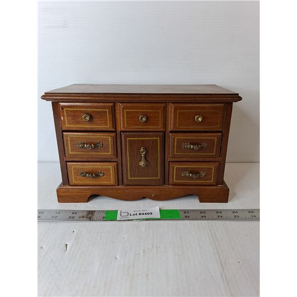 Musical Wooden Jewelry Box 11.5" x 5.5" x 7.25" & Jewelry