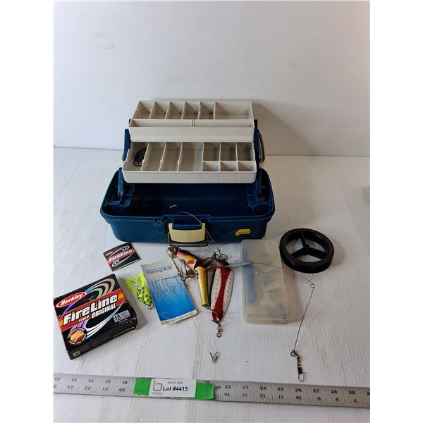 Plano Tackle Box 13.75" x 7.5" x 7" , Hooks, Fire Line, Misc.