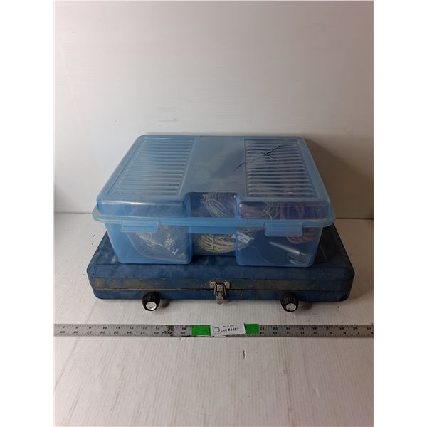 Woods Propane Stove & Plastic Tote with Craft Supplies, Cannot Ship