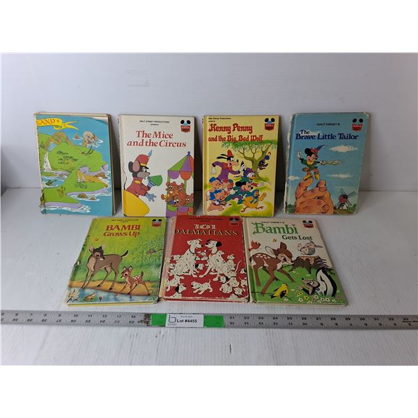 (7) Vintage Walt Disney Books- 101 Dalmations, Bambi, Peter Pan, MIsc.