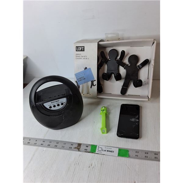 Escape Speaker, Smart Phone, Wall Hooks- All As Is