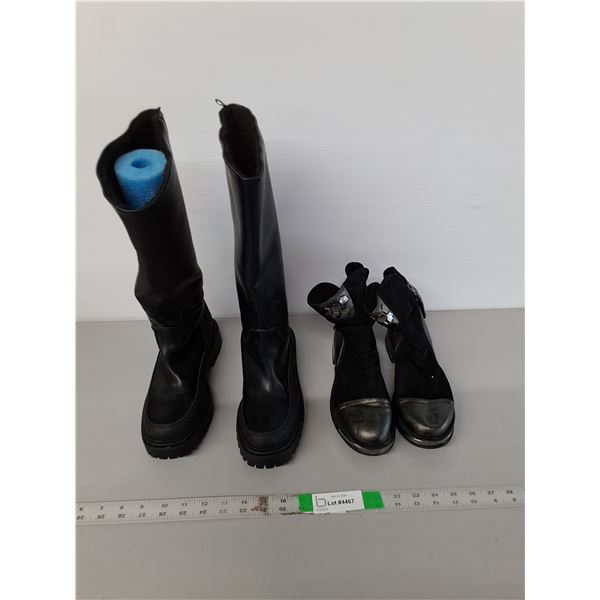 (2) Pairs of Women's Faux Leather Boots- 6 & 36
