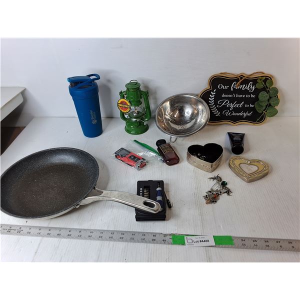 Frying Pan, Blender Bottle, Mini Screwdriver, Misc.