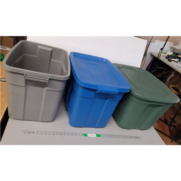 (3) Storage Totes Up to 21.5" x 15.5" x 16.5"- As Is, Cannot Ship